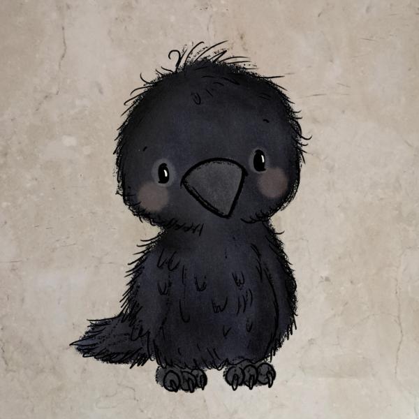 Bügelbild süßer Rabe