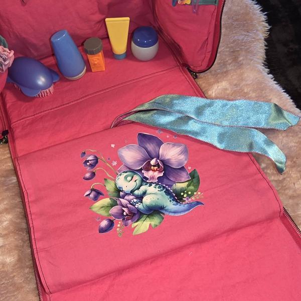 Bügelbild süßer Dino Orchidee