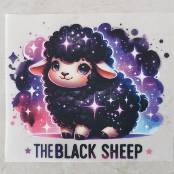 Bügelbild funkelndes, schwarzes Schaf