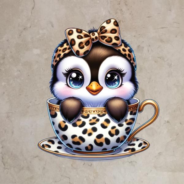 Bügelbild Leo-Tassentier Pinguin ohne Hasenohren