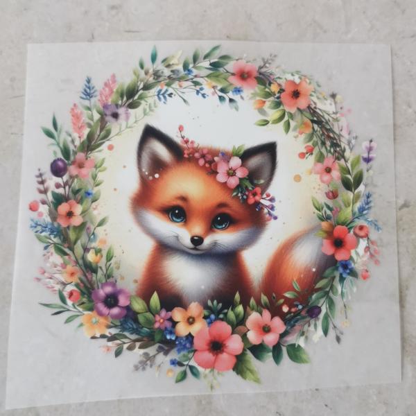 Bügelbild Frühlingskranz Fuchs
