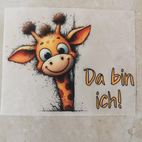 Bügelbild Da bin ich Giraffe