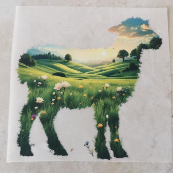 Bügelbild Lamm Landschaft