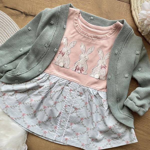 Bügelbild Hasentrio Spitze