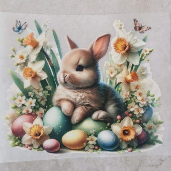 Bügelbild süßer Hase auf Ostereier