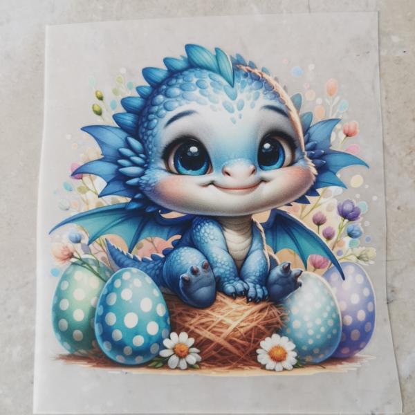 Bügelbild Osterdrache Nest