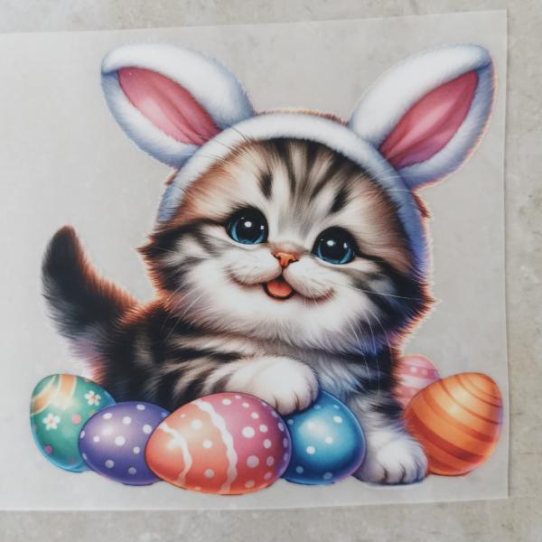 Bügelbild Osterkatze 6 Eier