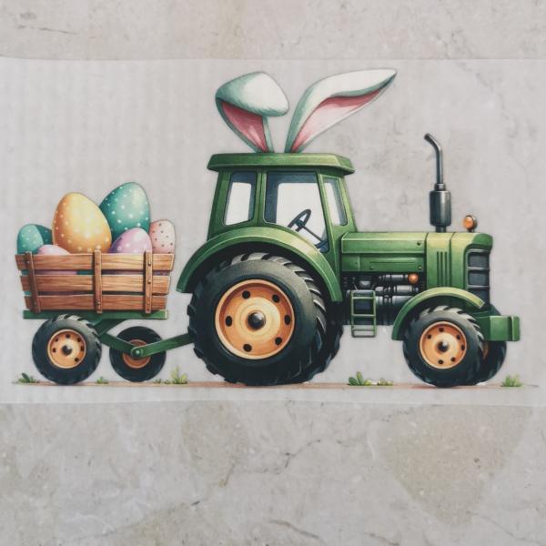 Bügelbild Oster-Traktor
