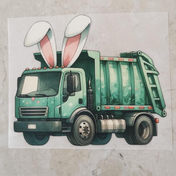 Bügelbild Oster-Müllwagen
