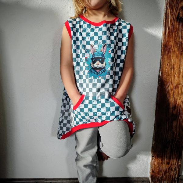 Bügelbild Splash-Hase blau-rot