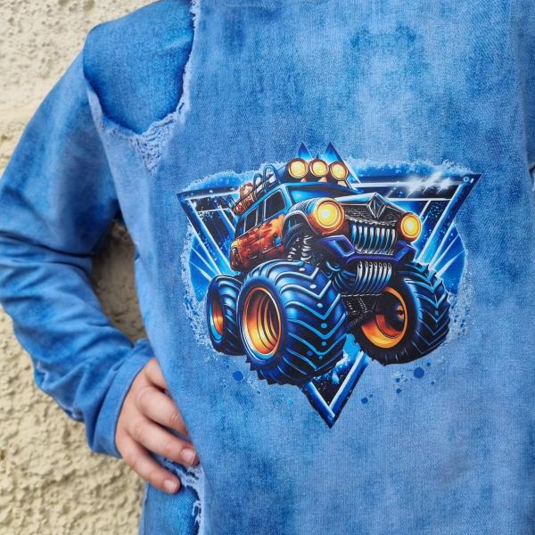 Bügelbild blauer Monstertruck Dreieck