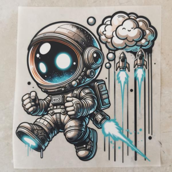 Bügelbild cooler Astronaut Raketen