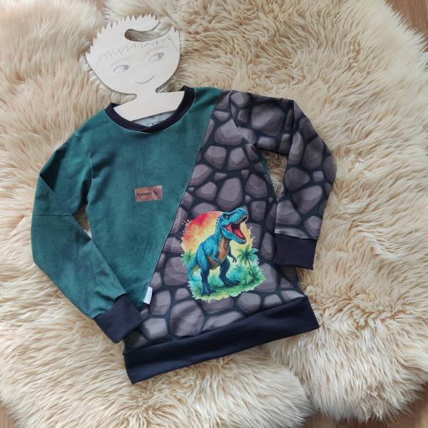 Bügelbild Palmendino T-Rex blau