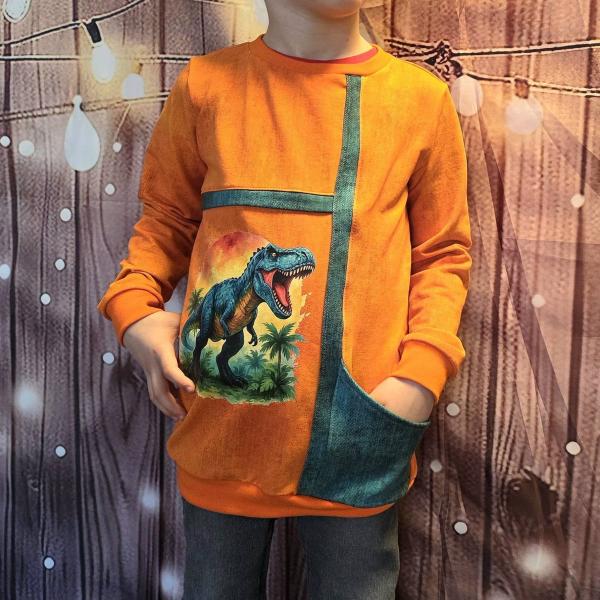 Bügelbild Palmendino T-Rex blau