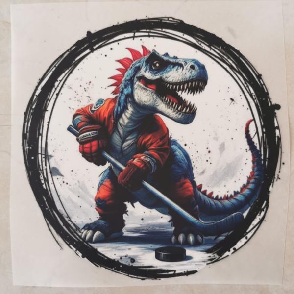 Bügelbild T-Rex Eishockey