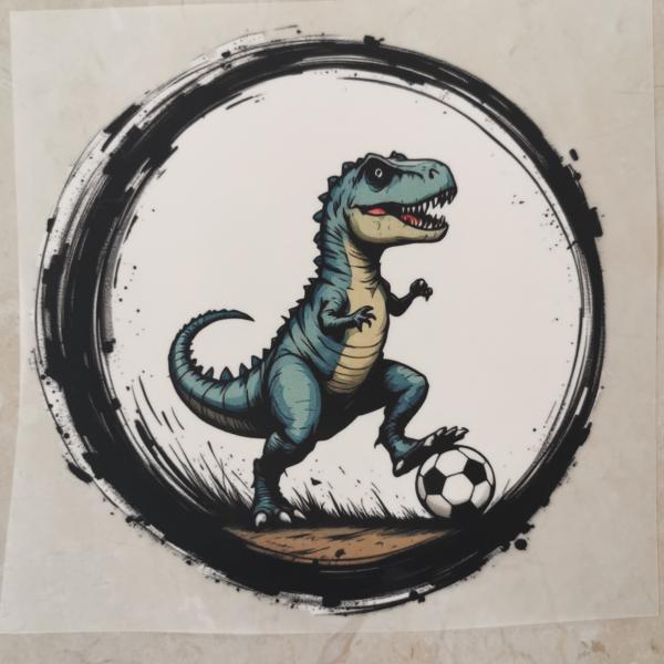 Bügelbild T-Rex Fußball