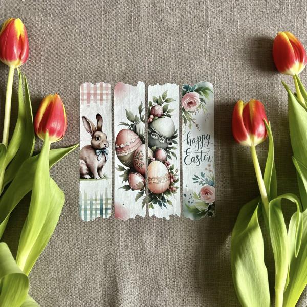 Bügelbild Happy Easter rosa-grün