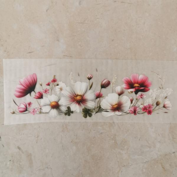 Bügelbild rosa Blumenbordüre