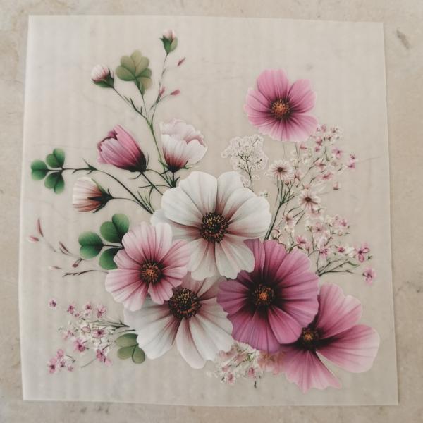 Bügelbild rosa Blumen