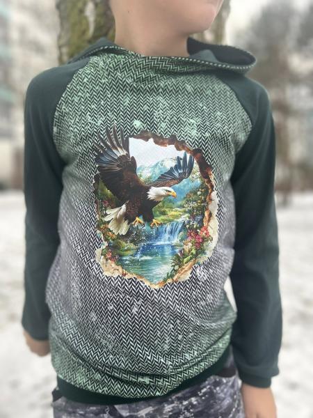 Bügelbild fliegender Adler Blumen