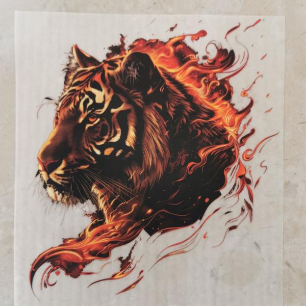 Bügelbild Tiger geflammt