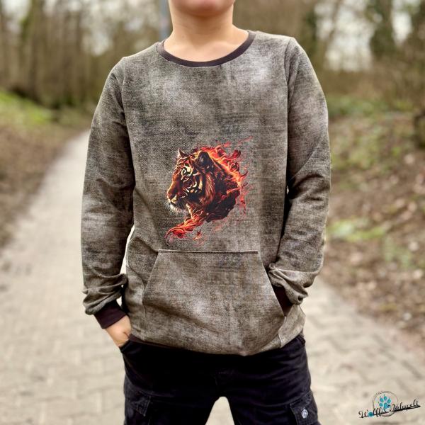 Bügelbild Tiger geflammt