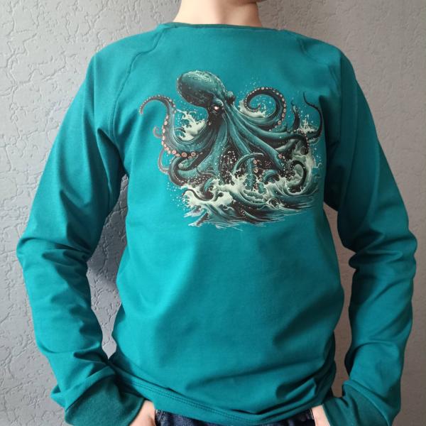 Bügelbild Oktopus türkis