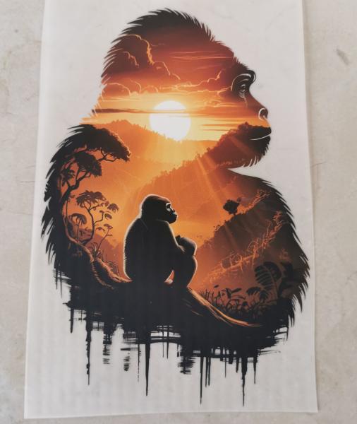 Bügelbild Gorilla Sonnenuntergang