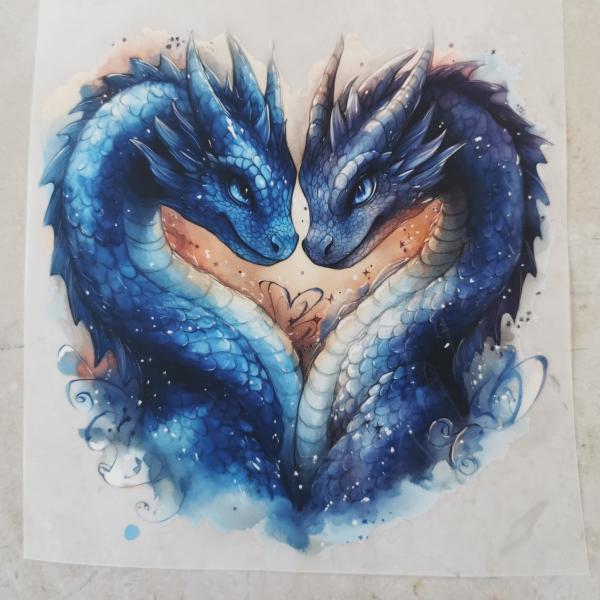Bügelbild Drachenduo Herz