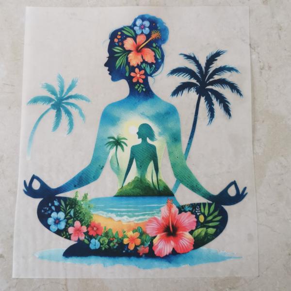 Bügelbild Yoga Silhouetten Strand