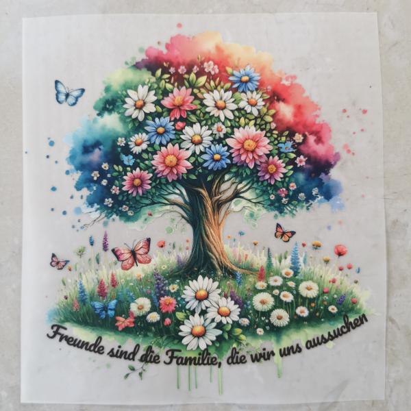 Bügelbild Baum - Freunde sind Familie...