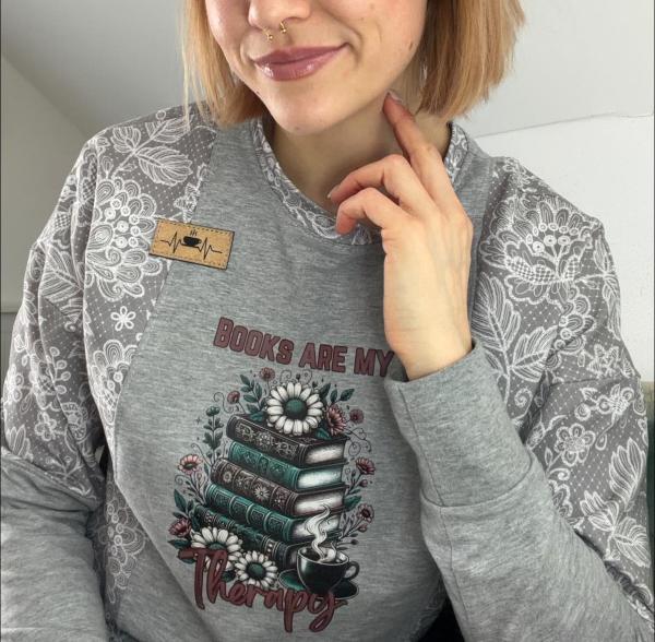 Bügelbild Bücher sind meine Therapie