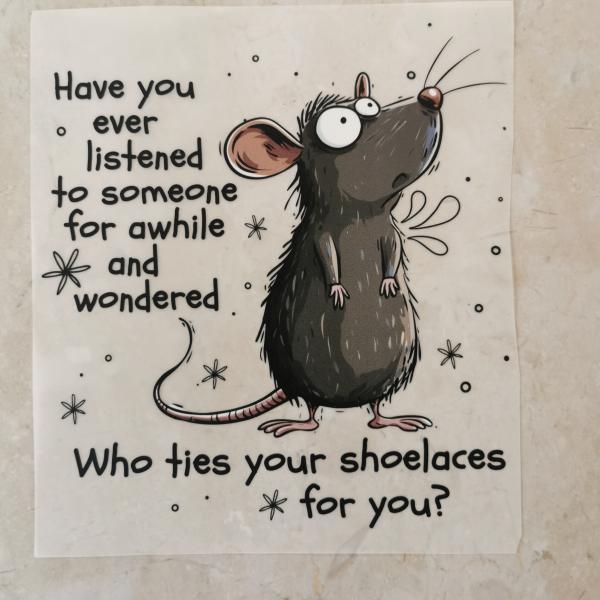 Bügelbild Maus - wer bindet deine Schnürrsenkel