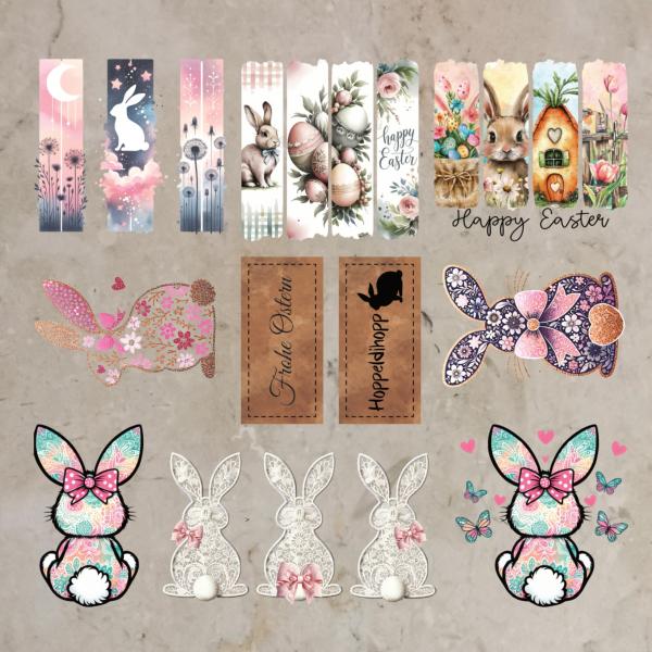 Bügelbild-Bundle Osterhasen