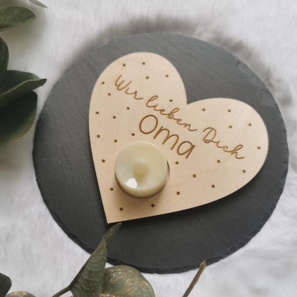 Kerzenhalter "Wir lieben dich Oma"