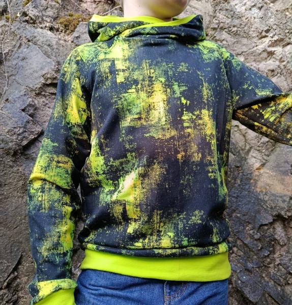 French Terry Grunge grün-gelb