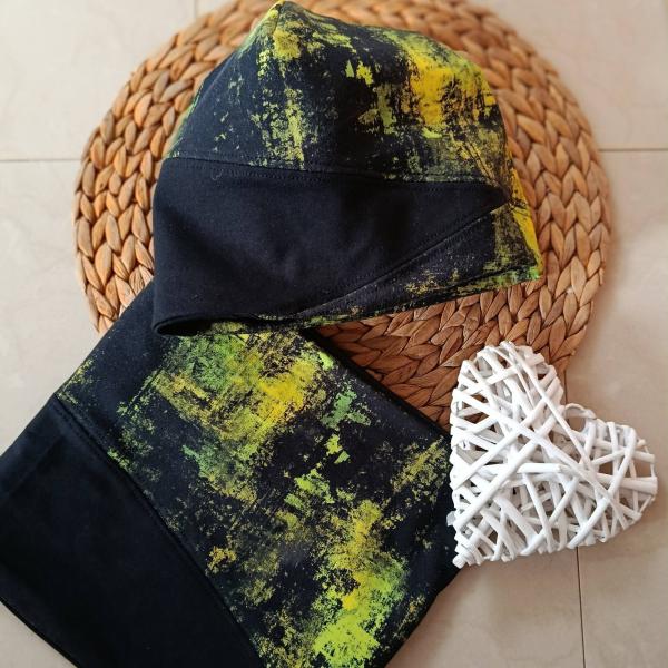 French Terry Grunge grün-gelb