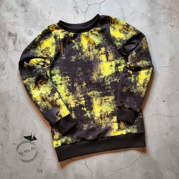 French Terry Grunge grün-gelb