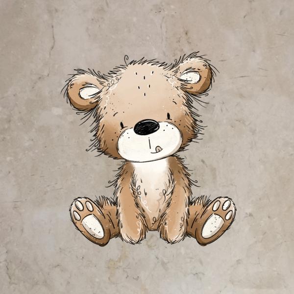 Bügelbild sitzender Bär