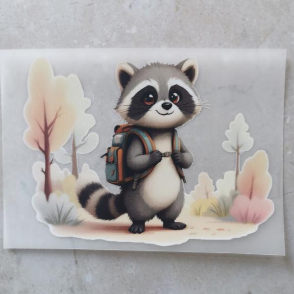 Bügelbild Waschbär beim Wandern