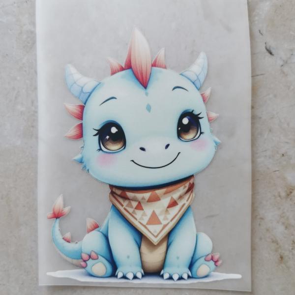 Bügelbild Drache Halstuch blau