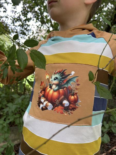 Bügelbild türkisfarbener Kürbisdrache