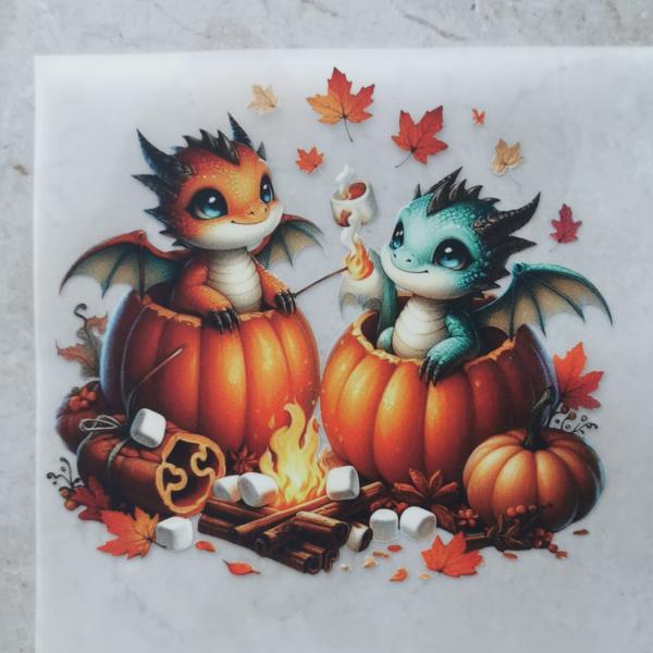 Bügelbild Kürbisdrachenduo