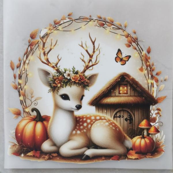 Bügelbild Herbstreh liegend