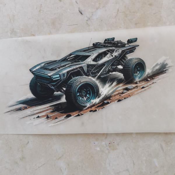 Bügelbild futuristischer Jeep grau