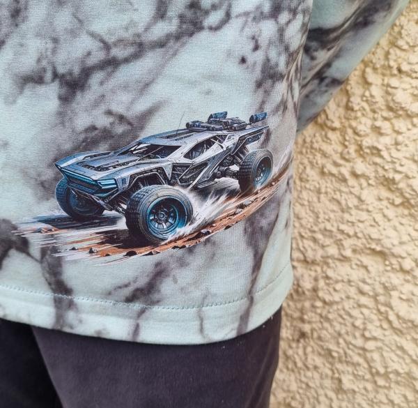 Bügelbild futuristischer Jeep grau