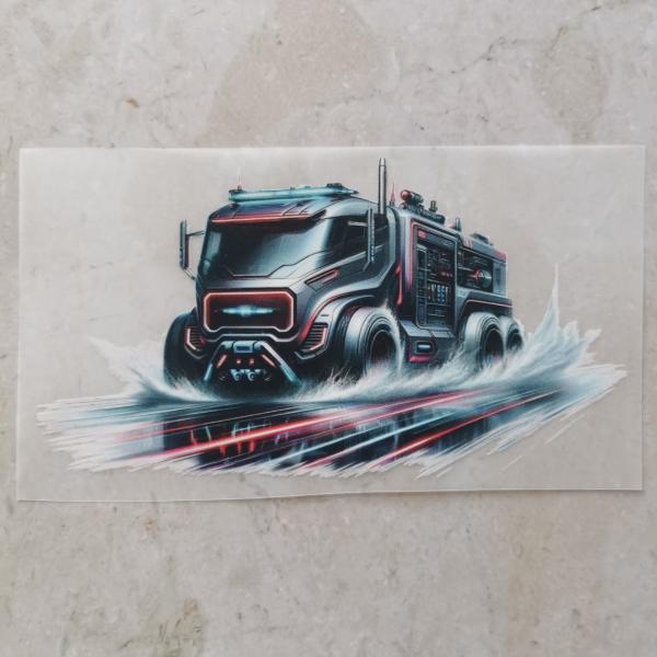 Bügelbild futuristische Feuerwehr grau