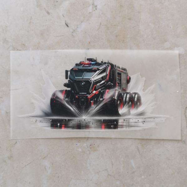 Bügelbild futuristische Feuerwehr dunkelgrau