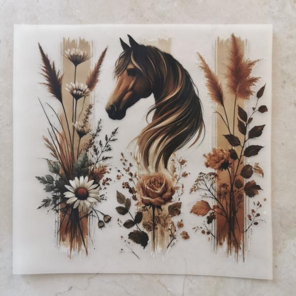 Bügelbild Pferd mit Wildblumen