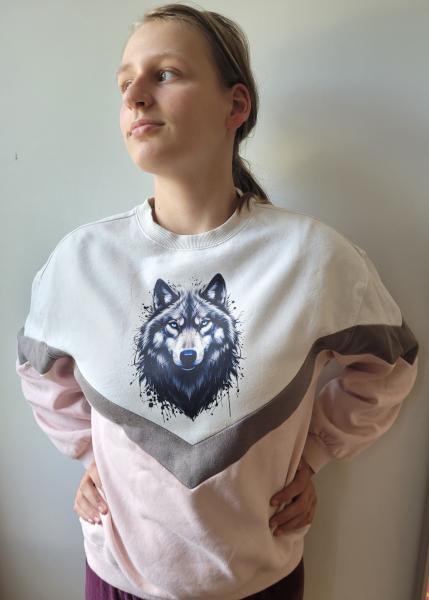 Bügelbild hellgrauer Wolfskopf